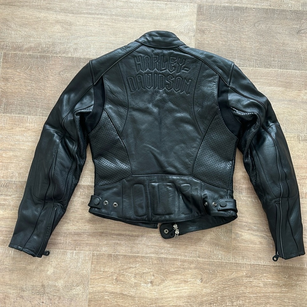 Harley Davidson Vented Leather‎ Padded armor Jacket Black Coat Women’s S